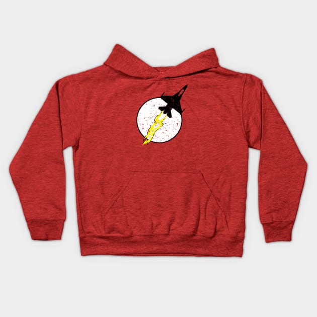 F-16 Fighting Falcon Thunder Logo Kids Hoodie by Mandra